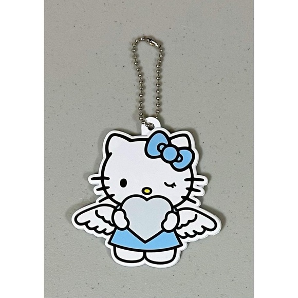 Hello Kitty Blue Pastel Fairy Angel Wings Heart Key-Chain Key-Clip Kawaii 🩵🤍 - Picture 2 of 4